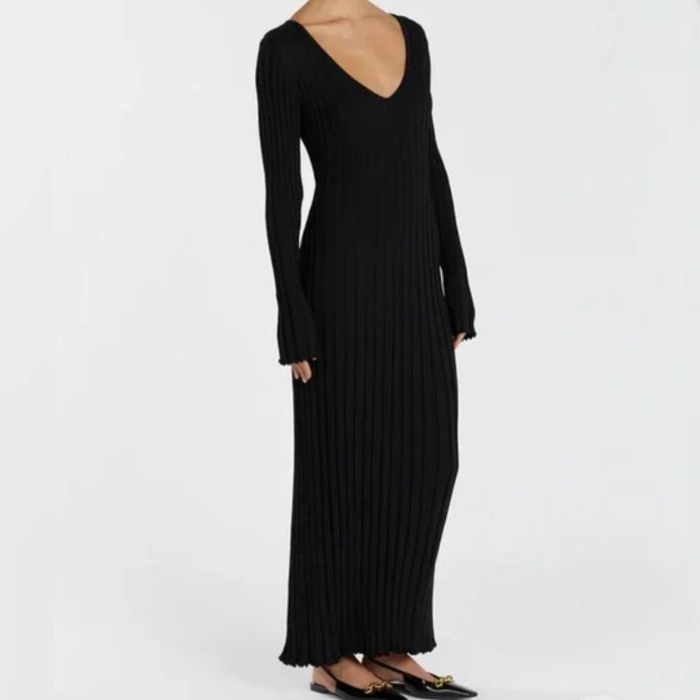 Dissh Reign Black Sleeved Midi Dress Size S